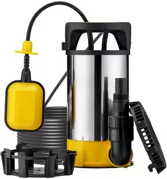 Wiltec 3in1 Flachsaugpumpe Edelstahl 400W 8000l/h mit Schwimmer (65315)