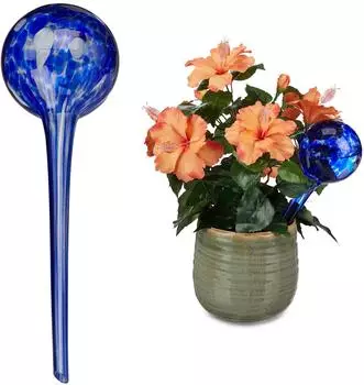 Relaxdays Bew&auml;sserungskugeln aus Glas, dunkelblau, 12er-Set (350ml)