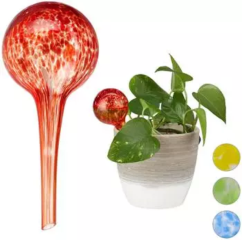 Relaxdays Bew&auml;sserungskugeln Glas Rot 75ml, 10er-Set