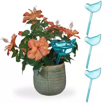 Relaxdays Bewässerungskugeln Vogelform, Blau, 40er-Set