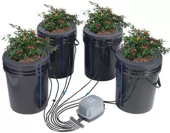 VEVOR DWC Hydroponik-Anbausystem Top-Drip Kit, 20L, 4 Eimer (EHW0004C-DR)