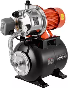 VEVOR Flachbrunnenpumpe mit Drucktank 19L, 5000LPH, 1,4-2,8bar