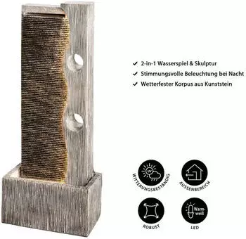 Dehner Gartenbrunnen Eclipse mit LED Beleuchtung Polyresin grau (4447504)