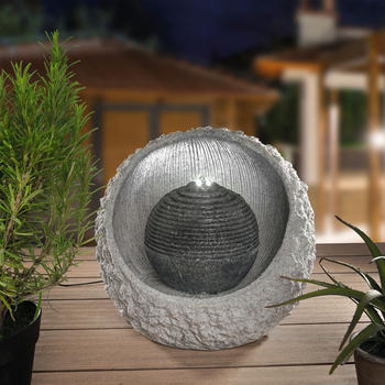 Esotec Solar Felssteinbrunnen Kunstharz grau (101318)