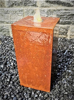 Jürgen Bocker Garten-Ambiente Säulenbrunnen 40/20 cm eckig Cortenstahl Rost incl LED Komplettset (SBK 100273)