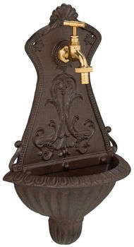 Relaxdays Wandbrunnen mit Verzierung 24.5 cm Dunkelbraun Gold