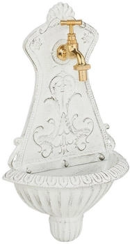 Relaxdays Wandbrunnen mit Verzierung 24.5 cm Weiß Gold