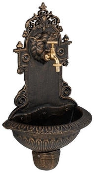 Relaxdays Wandbrunnen mit Wasserspeier Bronze Kupfer Gold