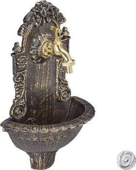 Relaxdays Wandbrunnen antik Bronze Braun Gold