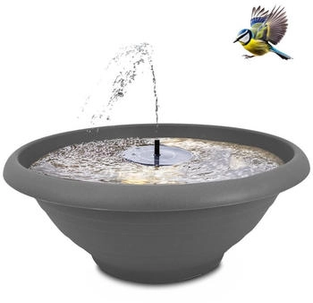 matches21 HOME & HOBBY Wasserspiel XL 50cm Outdoor Solar Brunnen Set (2 tlg) Große Schale in grau als Garten-Brunnen grau