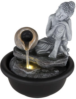 Globo Zimmerbrunnen Zimmerbrunnen Buddha Wasserfall Springbrunnen Deko LED-Licht H 19 cm