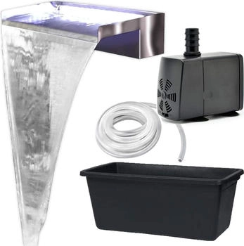 Köhko Köhko Poolwasserfall Wasserfallset aus Edelstahl matt "Akaka" inkl. Pumpe u. Becken 50 cm