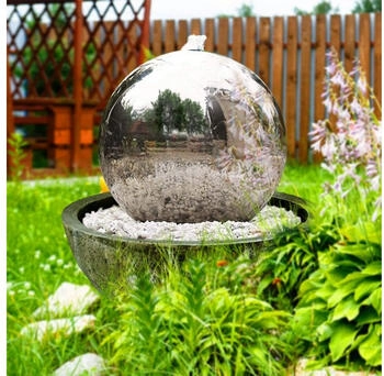 K&ouml;hko K&ouml;hko Zimmerbrunnen Kugelbrunnen aus Edelstahl mit LED-Beleuchtung und Harzbecken