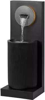 Dobar Hanuman Gartenbrunnen mit LED-Beleuchtung, Wasserfall, Kunststoff, Anthrazit (96107e)