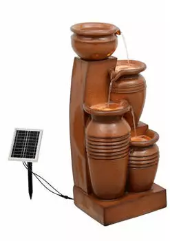 Teamson Solar-Kaskadenbrunnen 4-stufig Terrakotta Outdoor (FT0124TS)
