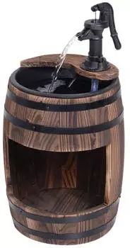 Outsunny Fassbrunnen Springbrunnen mit Pflanzgef&auml;&szlig;, Holz, 27x59x27cm (844-218)