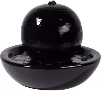 Dobar Keramik-Zimmerbrunnen Kugel, Schwarz (96415e)