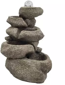 Dehner Olina Zimmerbrunnen Polyresin grau mit LED-Beleuchtung, 16,5x34x22cm (6880926)