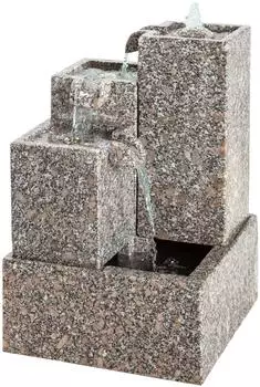 Dehner Cascada Gartenbrunnen Granit mit LED-Beleuchtung, 65x43x43cm, Grau