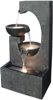 Dehner Lorca Gartenbrunnen Polyresin grau, warmwei&szlig;e LED, solarf&auml;hig, 45x81x32cm