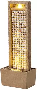 Teamson Gartenbrunnen Coastal Muschel-Design LED Polyresin Braun (FT0725BRR-EU)