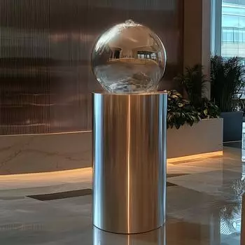 Köhko Kugelbrunnen Ø25cm mit LED-Beleuchtung, Edelstahl hochglanzpoliert, H60cm (21019-60)