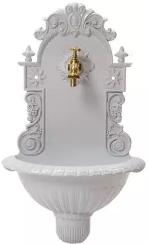 Aubaho Wandbrunnen mit Becken, Aluminium, antiker Stil, weiß
