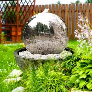 Köhko Kugelbrunnen 50cm, Edelstahl, LED-Beleuchtung, Harzbecken (21009)