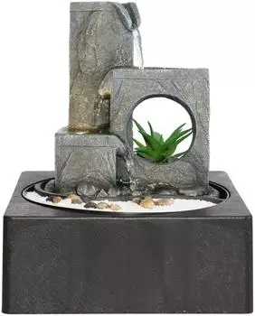 Dehner Mana Zimmerbrunnen Polyresin, grau, LED-Beleuchtung (6880686)