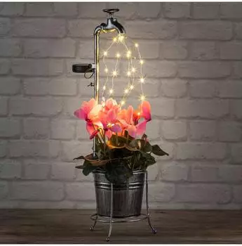 Spetebo Solar Deko Wasserhahn mit Blumentopf 30 LED warmweiß (70471)