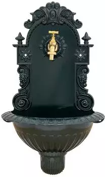 Aubaho Wandbrunnen mit Becken, Aluminium, antik, grün