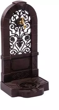 Aubaho Standbrunnen mit Becken Lilie Fleur de Lys antik, Aluminium, braun, 76cm