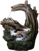 Teamson Home Gartenbrunnen 82 cm mit Waldstein- und Holzoptik, kaskadierender