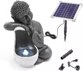 Esotec Solarbrunnen Buddha ruhend, ZEN-Gartendeko LED (101330)