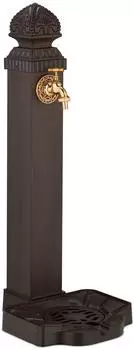 Relaxdays Standbrunnen Brunnens&auml;ule, Metall, dunkelbraun, antik (29x77x33,5cm)