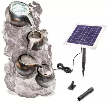 Esotec Solar Fels-Kaskadenbrunnen mit LED-Beleuchtung und Akku, H 48cm (101321)