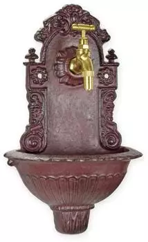 Aubaho Mini-Wandbrunnen aus Gusseisen, Retro-Design