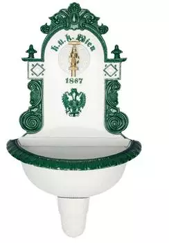 Aubaho Wandbrunnen Waschbecken 72cm Aluminium Antik-Stil