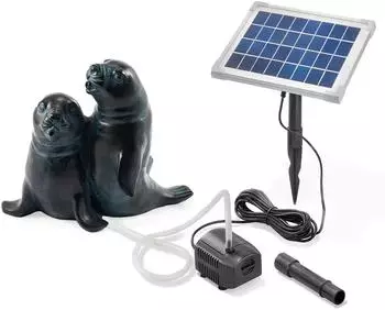 Esotec Wasserspeier Seehundpaar mit Solar-Teichpumpe 5W (101656)