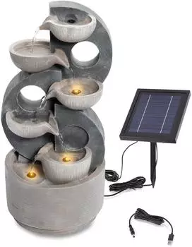 Esotec Kaskadenbrunnen Solar mit LED, Granit-Design, 49cm (101380)