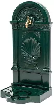 Aubaho Standbrunnen mit Waschbecken, Aluminium, antik, grün, 83cm