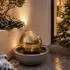 Köhko Kugelbrunnen Edelstahl goldfarben hochglanzpoliert mit LED-Warmlicht (21008J)