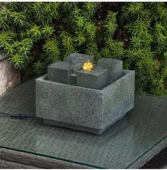 Esotec Modern Style Wasserbrunnen Solar, LED, Akku (101371)