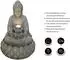 Dehner Yoga Gartenbrunnen, Polyresin, grau, warmweiße LED, solarfähig, 36,5x55x36,5cm