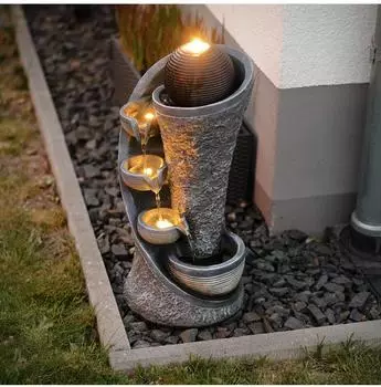Esotec Wasserquelle Solarkaskadenbrunnen mit LED, Akku, H57cm (101387)