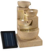 Blumfeldt Korinth Zierbrunnen Gartenbrunnen 3W Solar LED Sandsteinoptik Beiger...