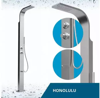Four and More GmbH Honolulu Gartendusche Duschs&auml;ule V4A/316 Edelstahl geb&uuml;rstet (Honolulu)