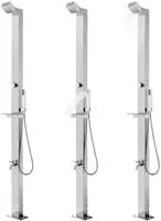 vidaXL Gartendusche mit Brauner Bodenplatte 225 cm Edelstahl