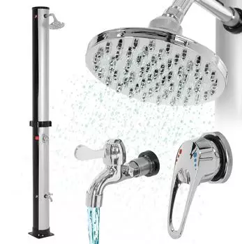 ML-Design Solardusche 35L, rund, 217,5cm, Regenduschkopf, silber-schwarz (4064649071742)
