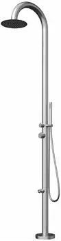 Four and More GmbH NOE Gartendusche gebürsteter V4A/316 Edelstahl, Warm- & Kaltwasseranschluss